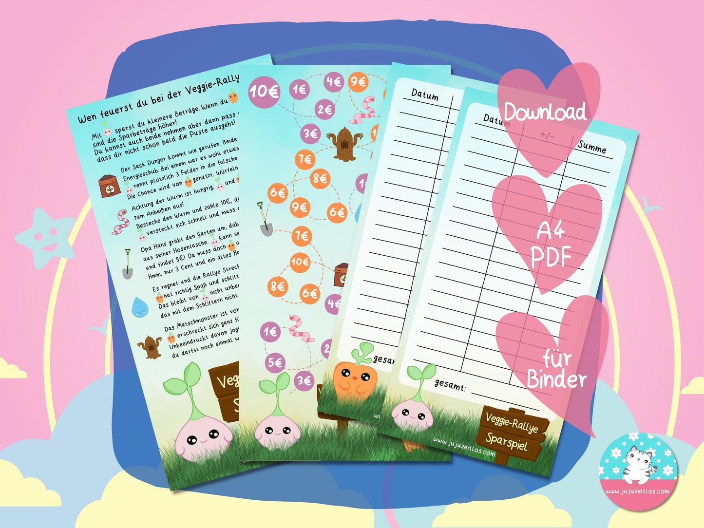 Veggie-Rallye ♡Sparspiele als Download A6♡