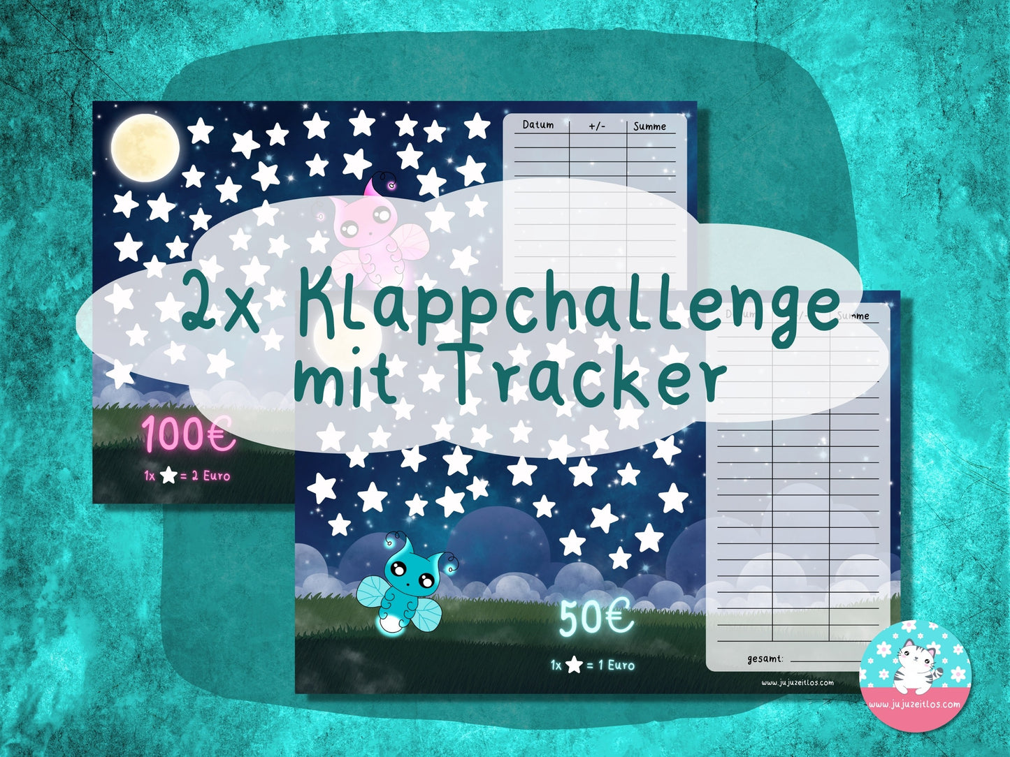 Klappkarte Glühwürmchen 1€ & 2€ ♡Sparschallenges als Download A6♡