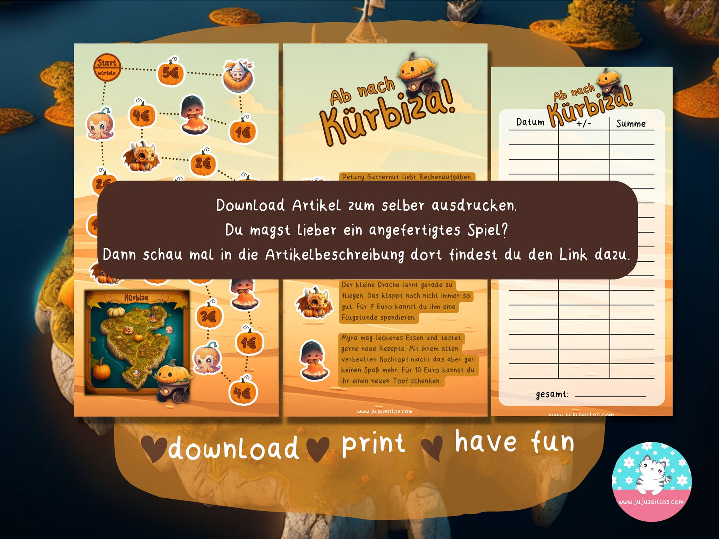 Ab nach Kürbiza! ♡Sparspiele als Download A6♡