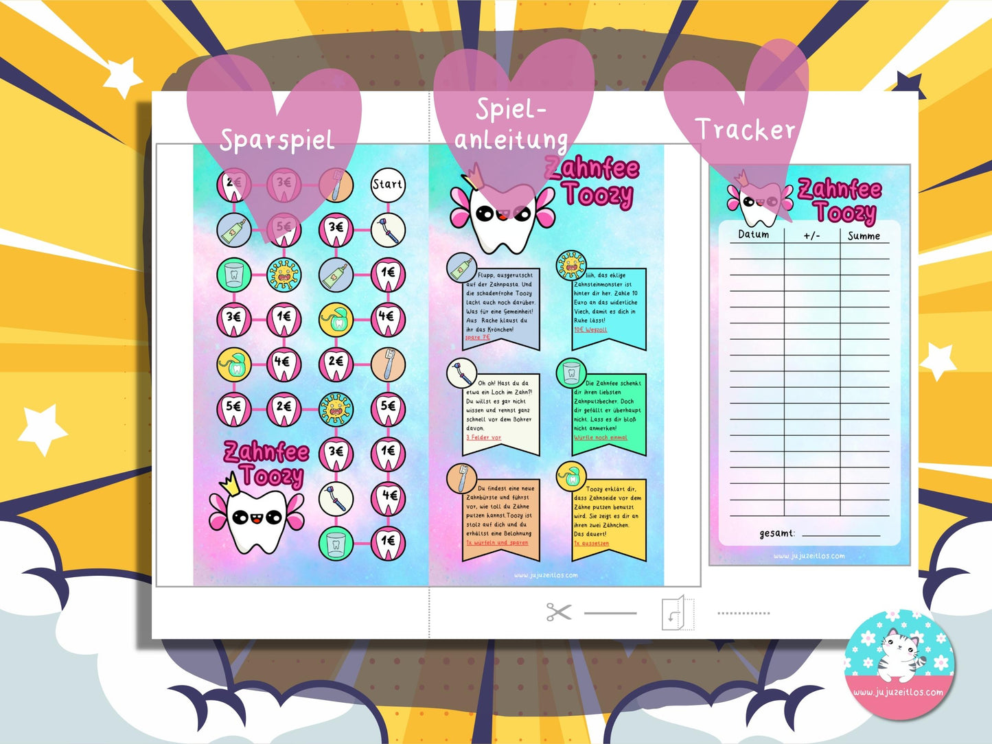 Zahnfee Toozy ♡Sparspiele als Download A6♡