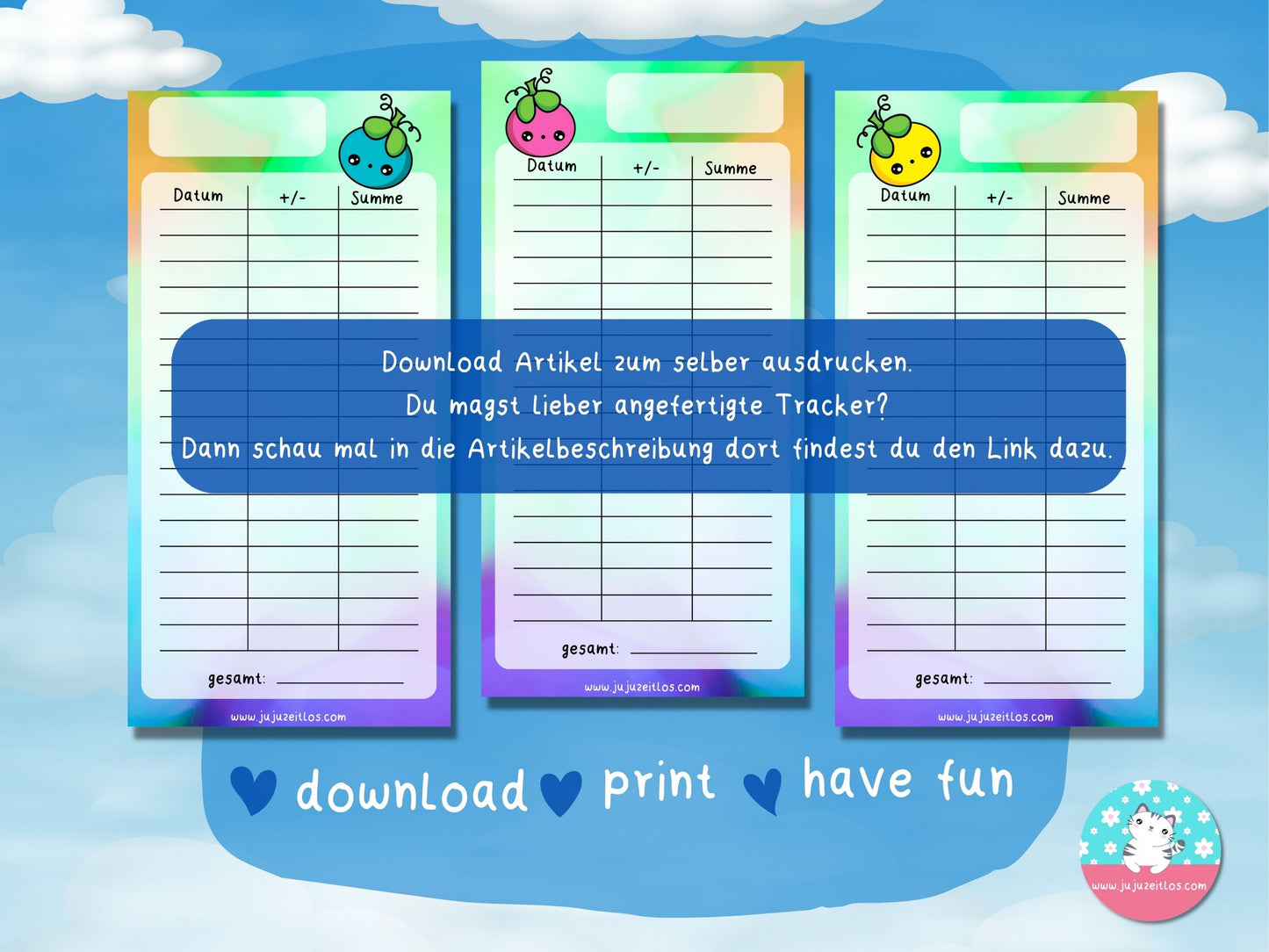Budget Tracker cute Berry ♡Tracker & Co. als Download A6♡