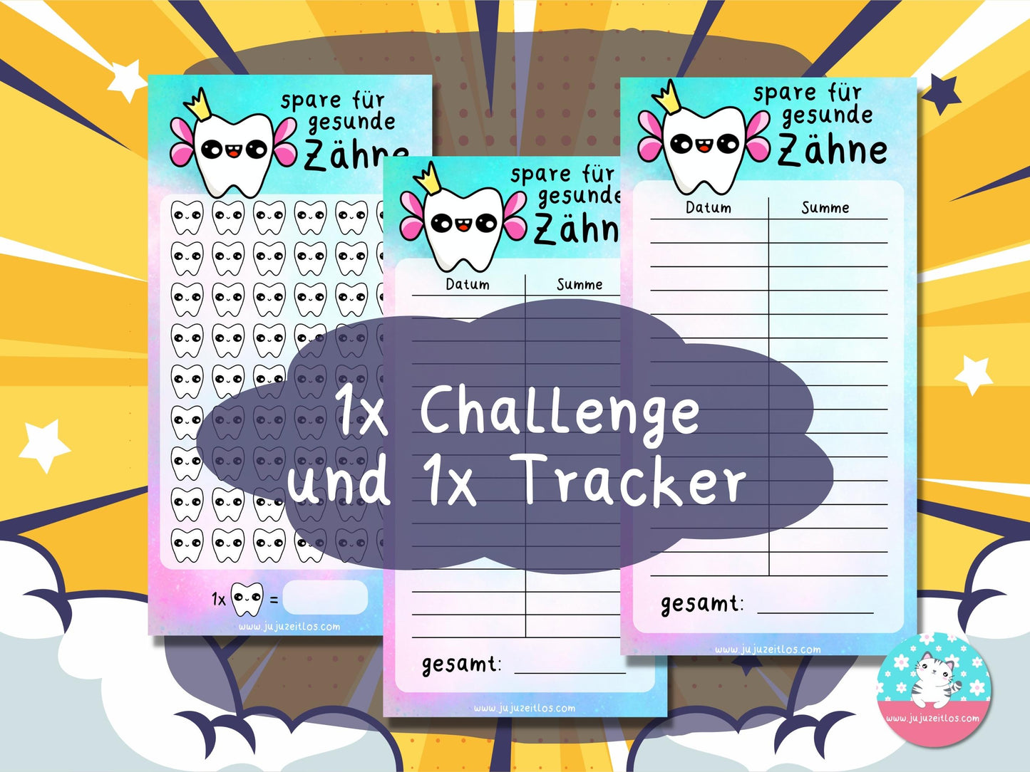 Challenge gesunde Zähne ♡Sparschallenges als Download A6♡