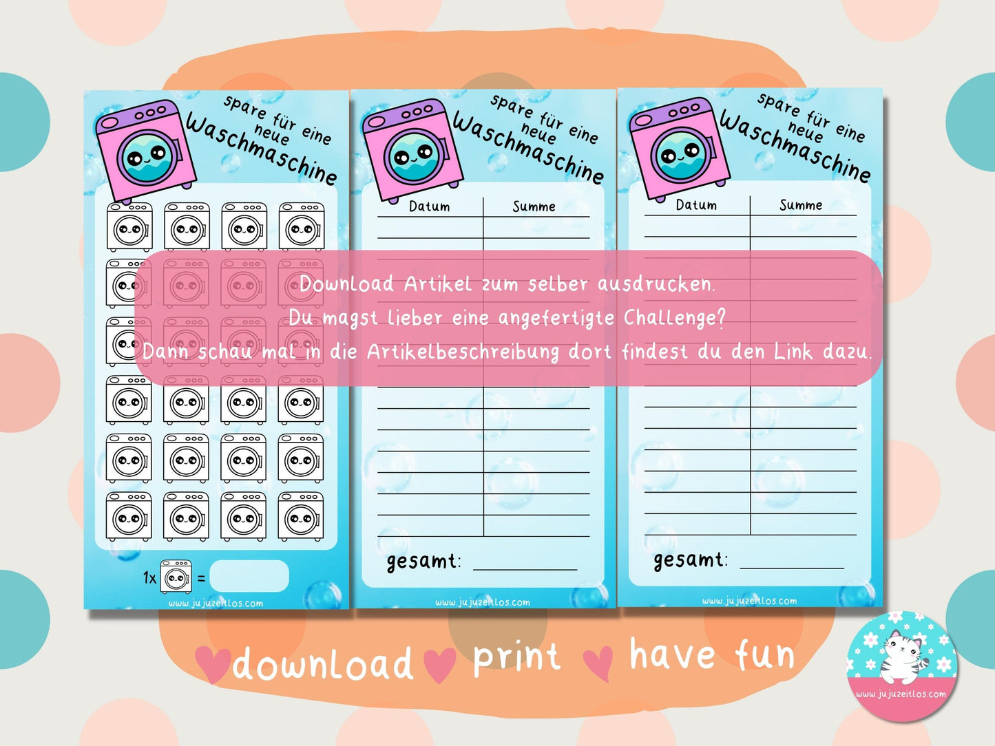 Challenge neue Waschmaschine ♡Sparschallenges als Download A6♡