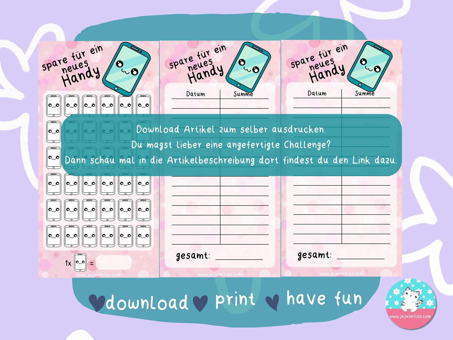 Challenge neues Handy ♡Sparschallenges als Download A6♡