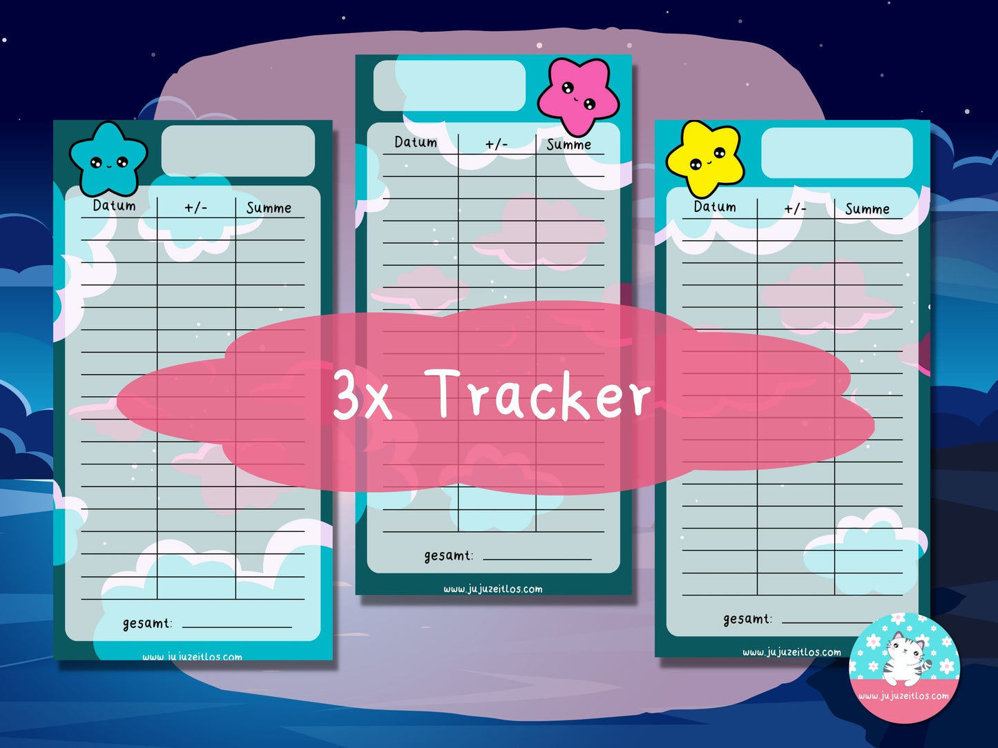 Budget Tracker Sterne ♡Tracker & Co. als Download A6♡