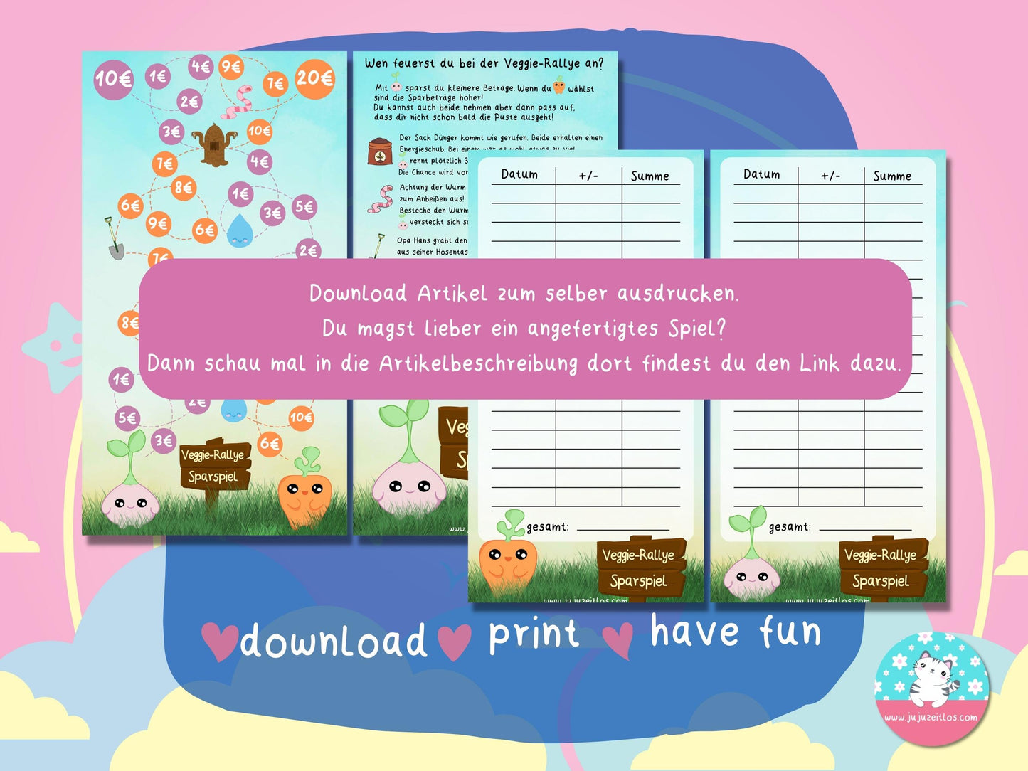 Veggie-Rallye ♡Sparspiele als Download A6♡