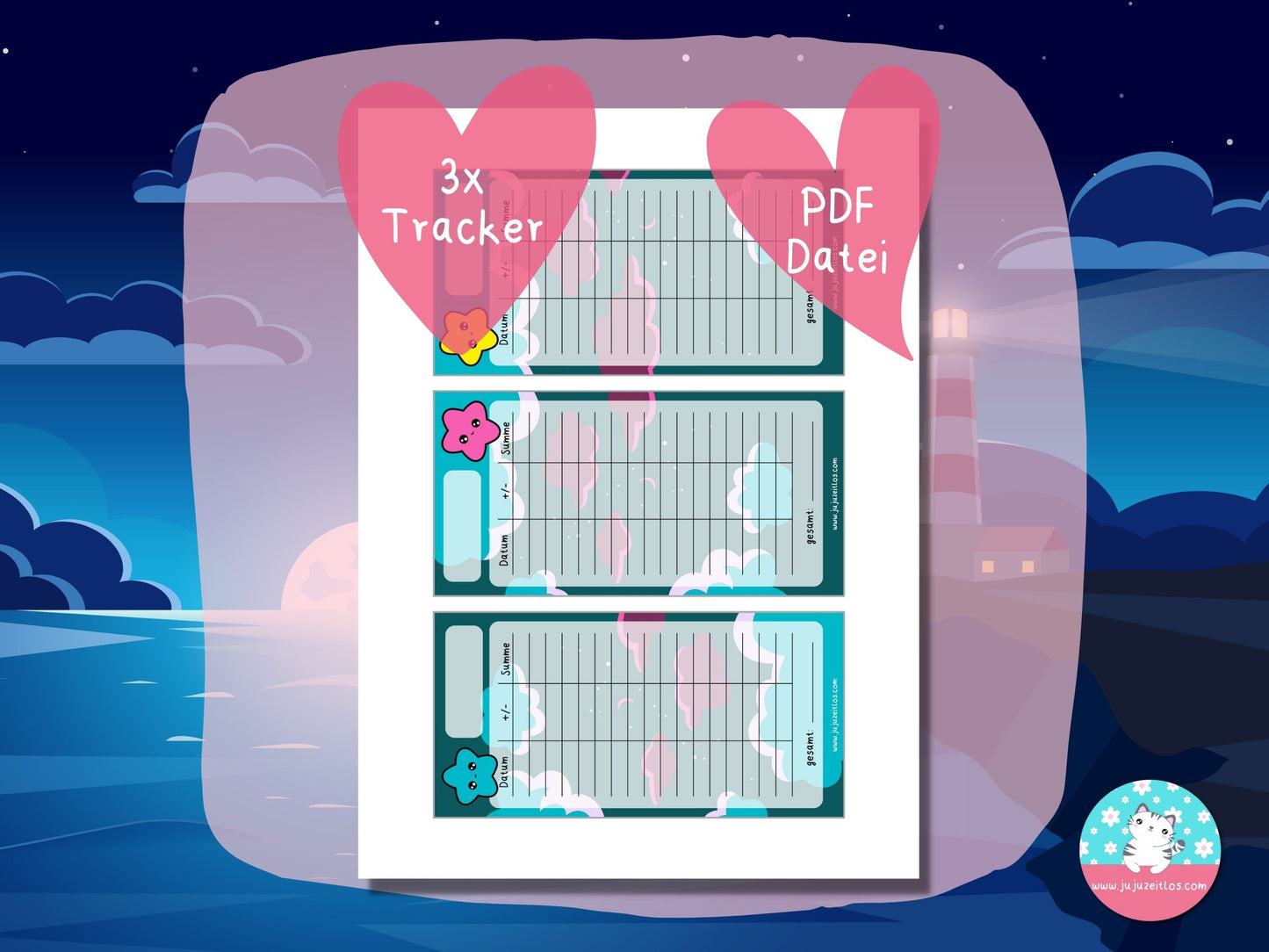 Budget Tracker Sterne ♡Tracker & Co. als Download A6♡
