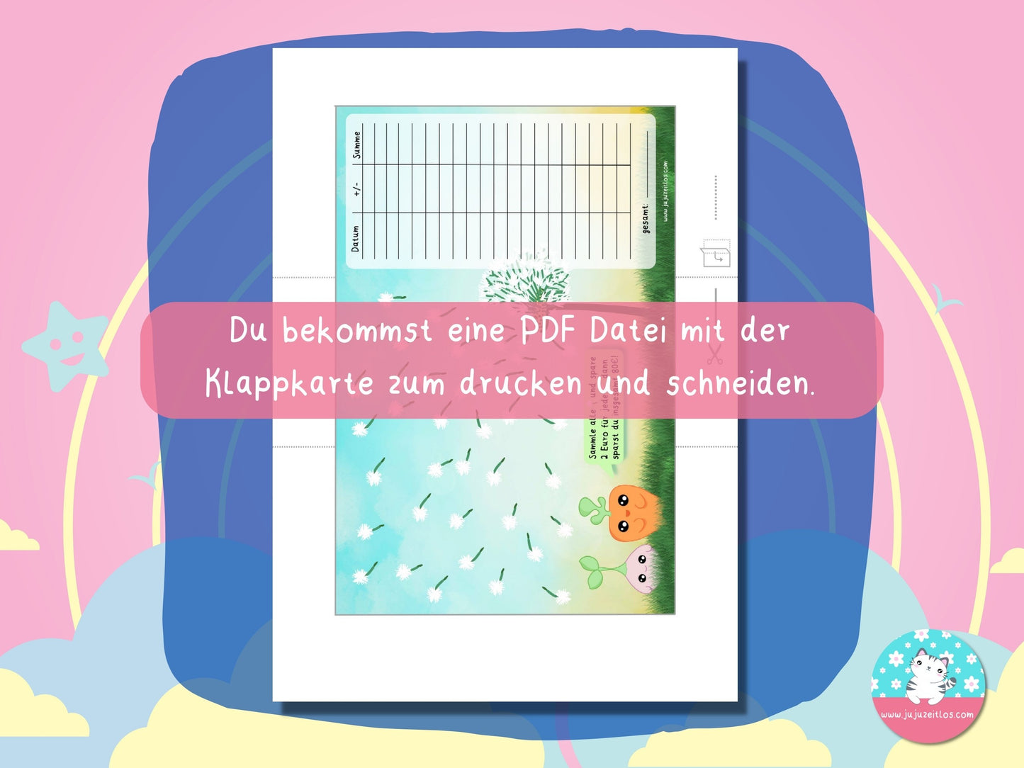 Klappkarte Veggies 2€ ♡Sparschallenges als Download A6♡