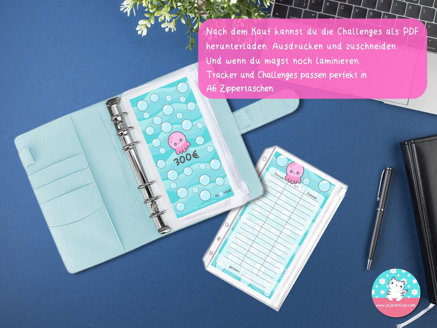 10 Euro Challenge Oktopus ♡Sparschallenges als Download A6♡