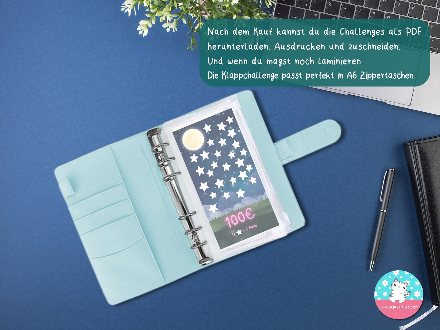 Klappkarte Glühwürmchen 1€ & 2€ ♡Sparschallenges als Download A6♡