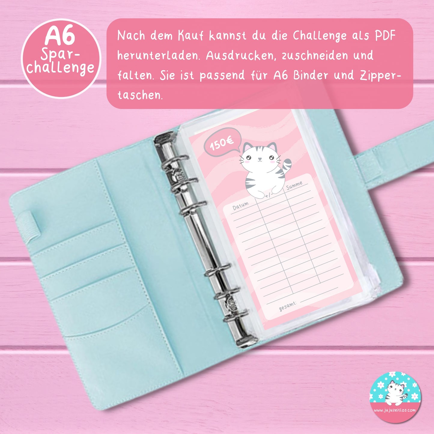 Klappkarte Katze - Sparchallenge 150 Euro