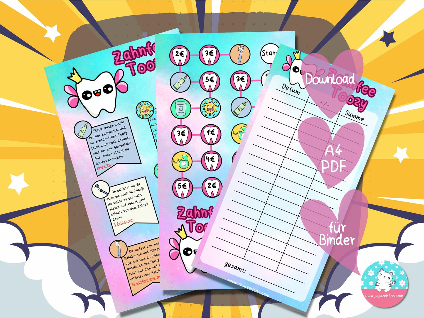 Zahnfee Toozy ♡Sparspiele als Download A6♡