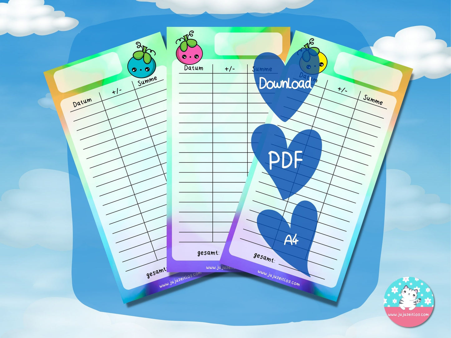 Budget Tracker cute Berry ♡Tracker & Co. als Download A6♡