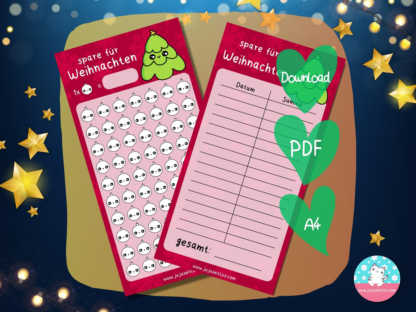 Challenge für Weihnachten ♡Sparschallenges als Download A6♡