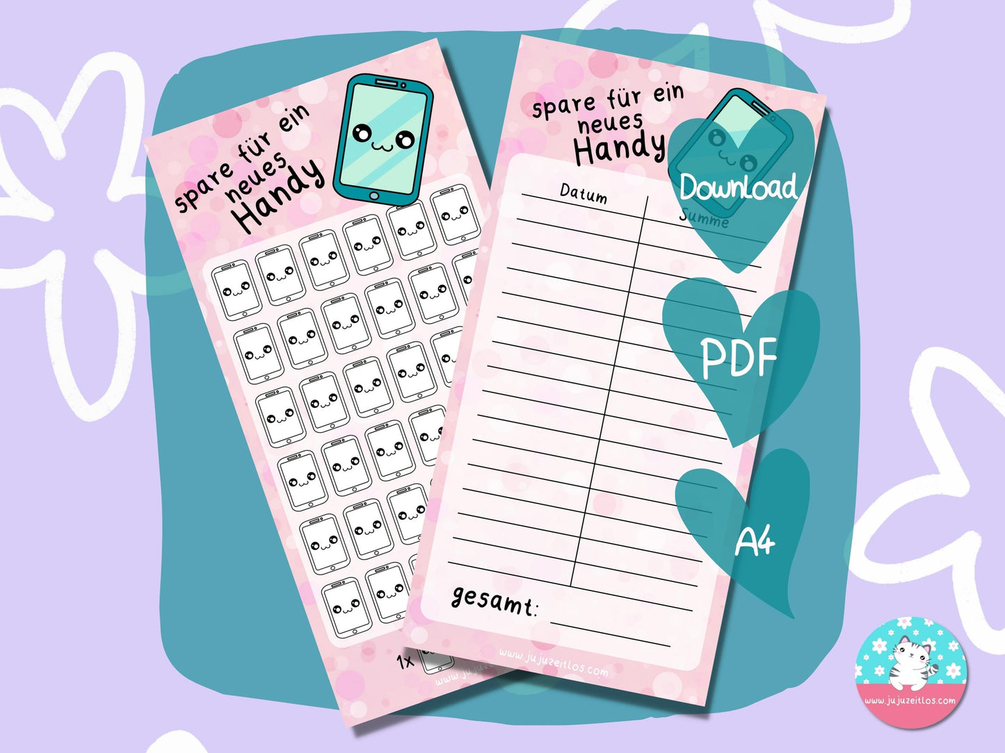 Challenge neues Handy ♡Sparschallenges als Download A6♡
