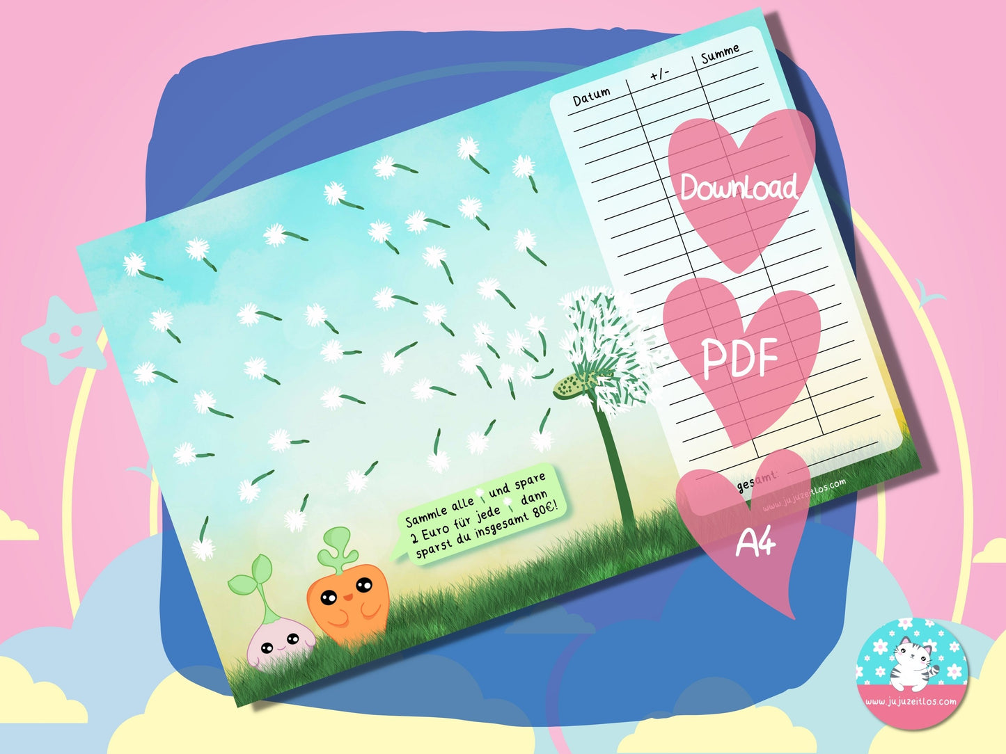 Klappkarte Veggies 2€ ♡Sparschallenges als Download A6♡