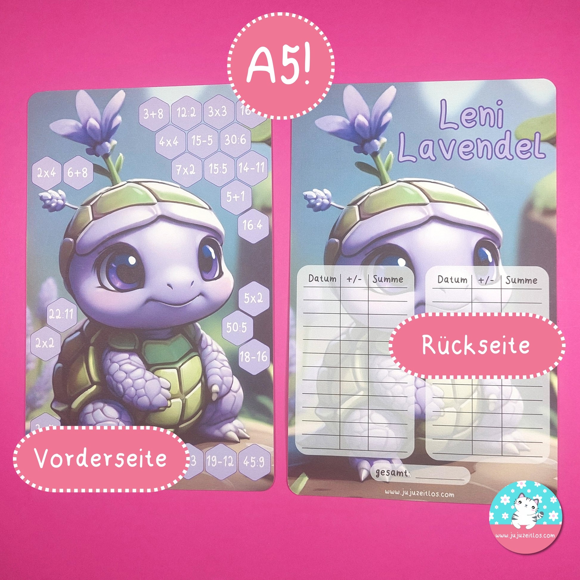 Rechenaufgaben mit Leni Lavendel ♡A5 für große Binder♡ - JujuZeitlos