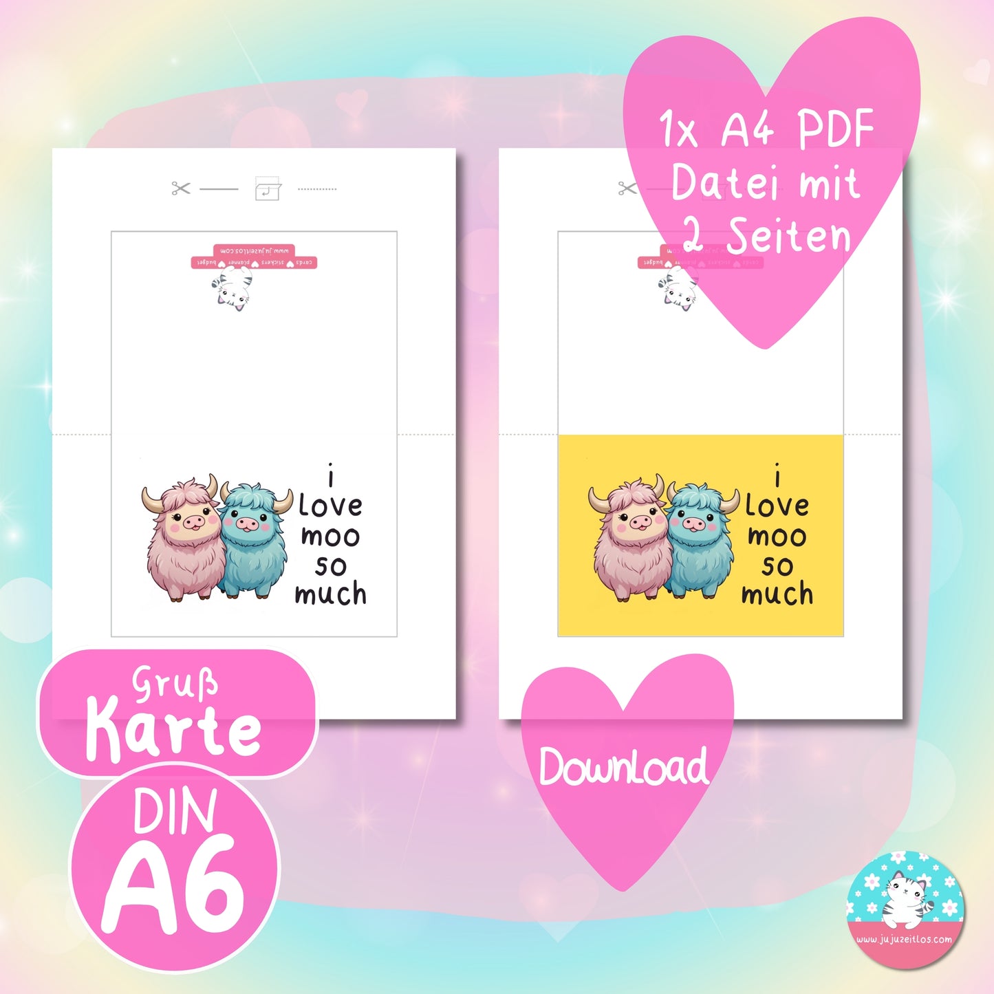 Grußkarte - I love moo so much - ♡Download♡