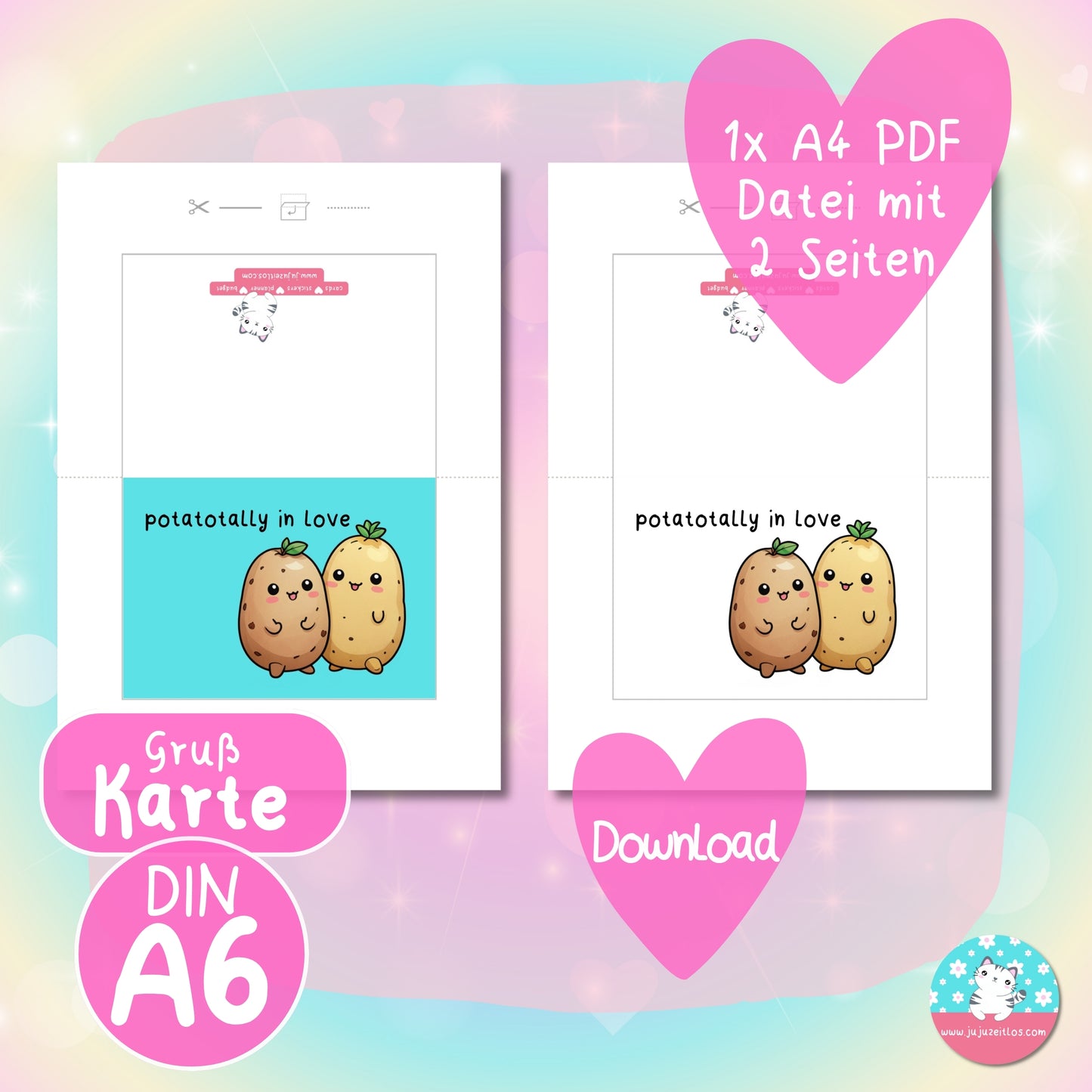 Grußkarte - potatotally in love - ♡Download♡