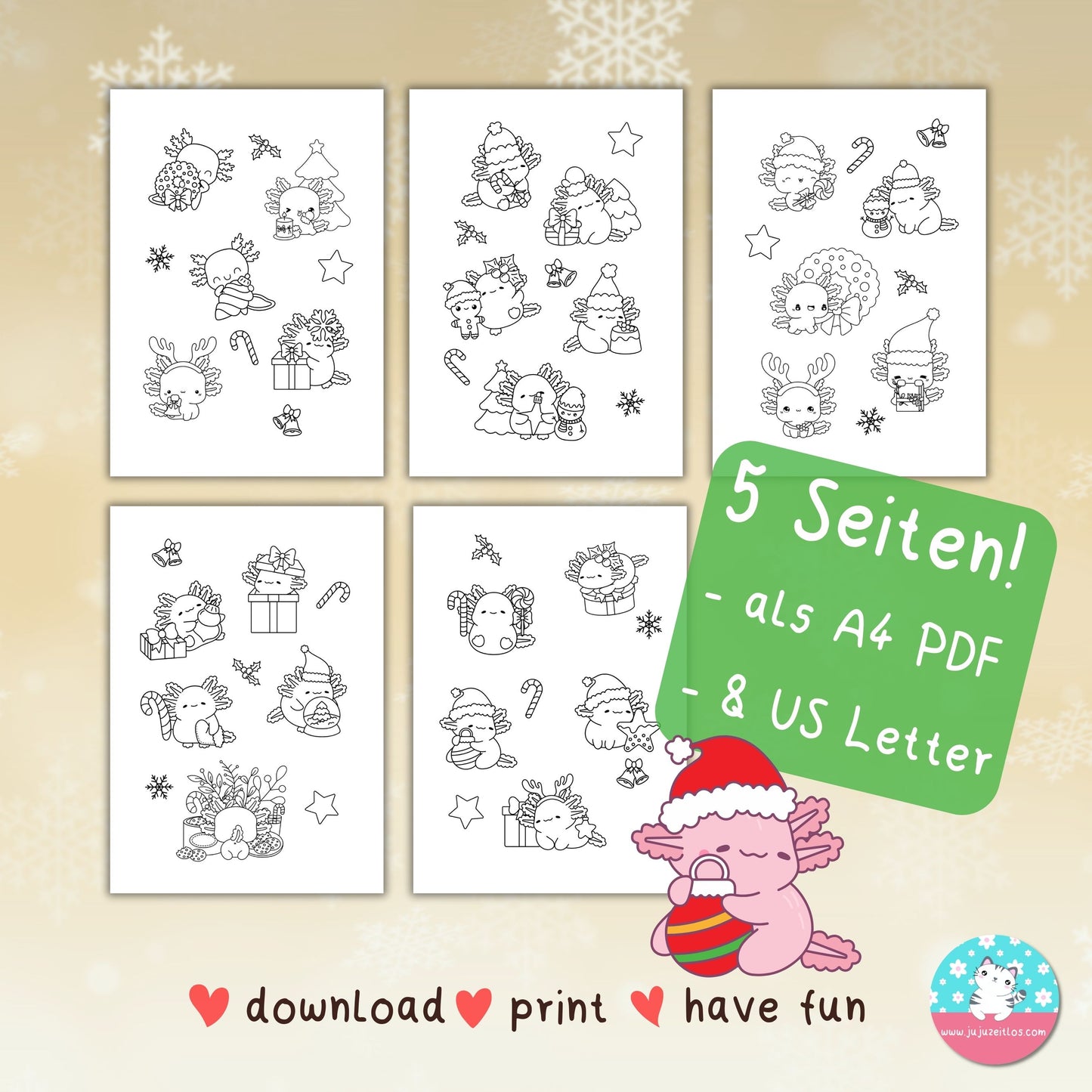 Malbuch Weihnachten Axolotl ♡Download♡