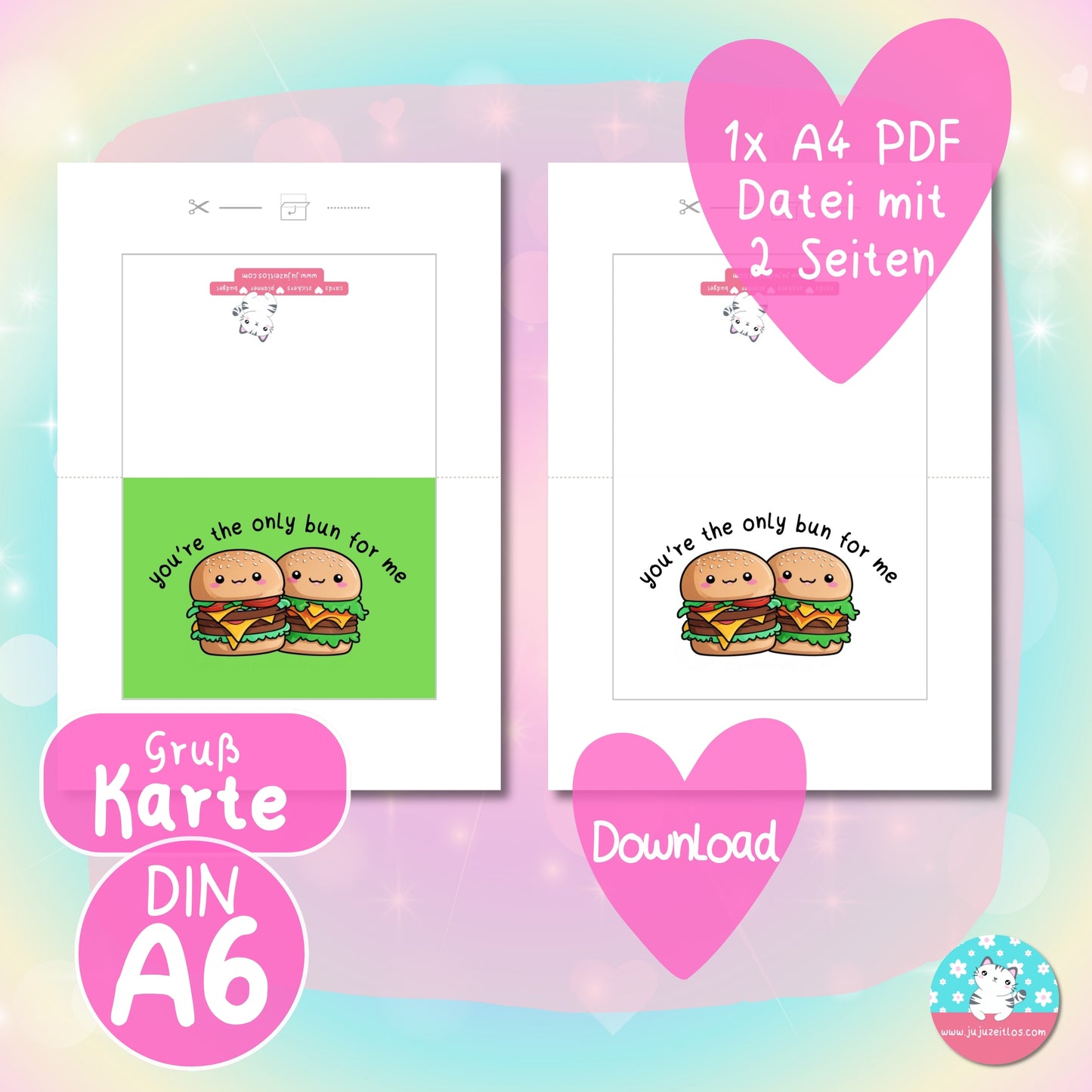 Grußkarte - you're the only bun for me - ♡Download♡