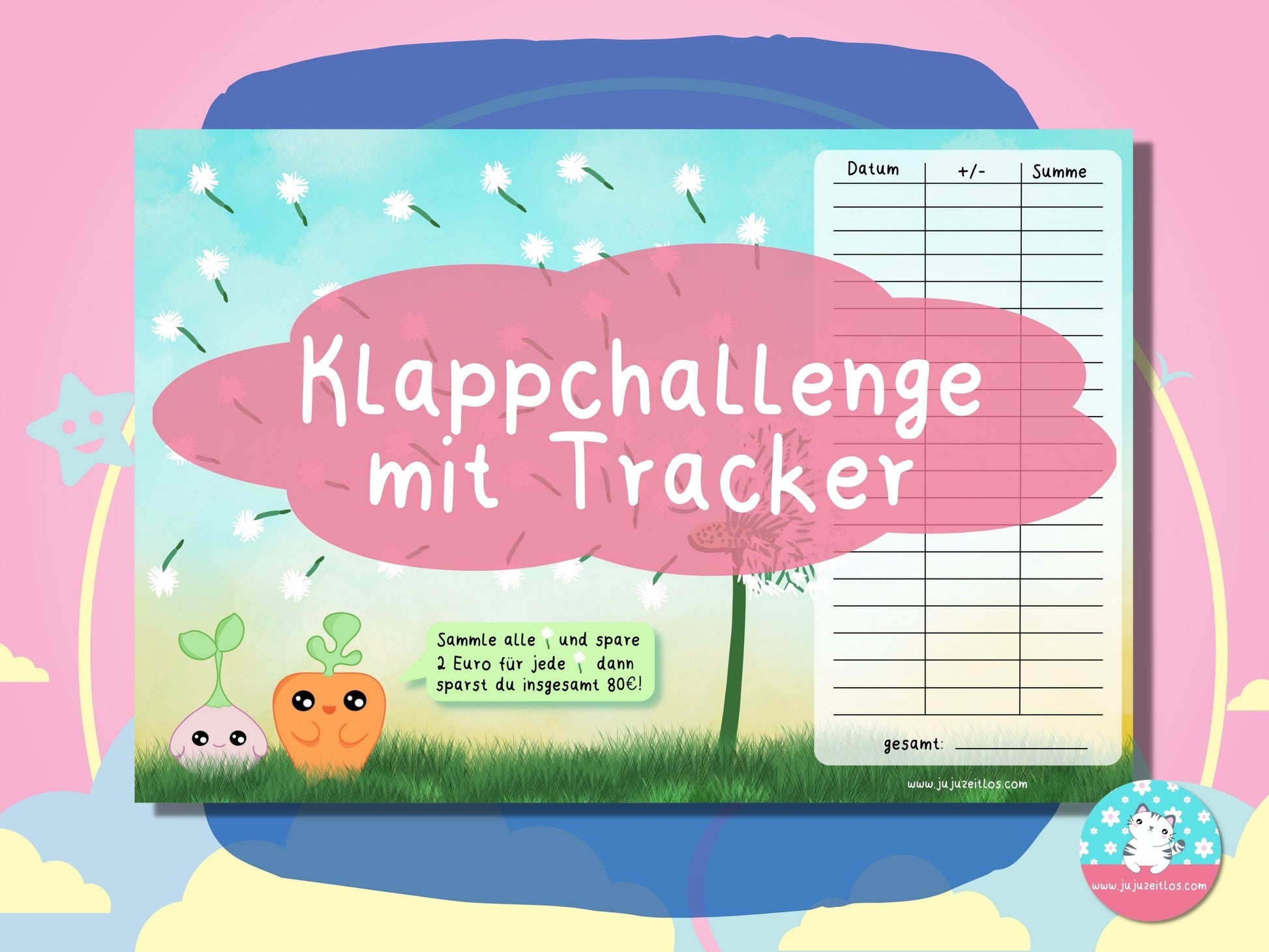 Klappkarte Veggies 2€ ♡Sparschallenges als Download A6♡ - JujuZeitlos