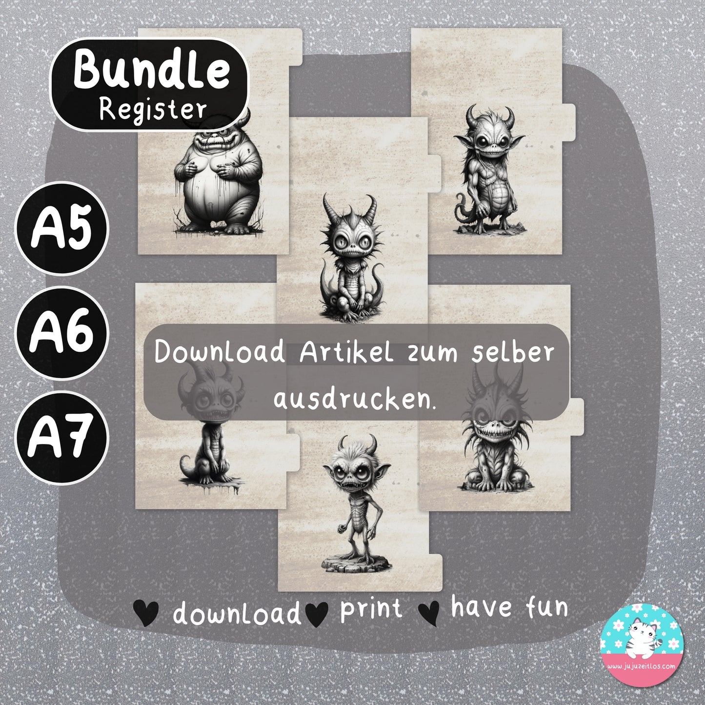 Register - böse und gemeine Monster BUNDLE - PDF A4 ♡Download♡