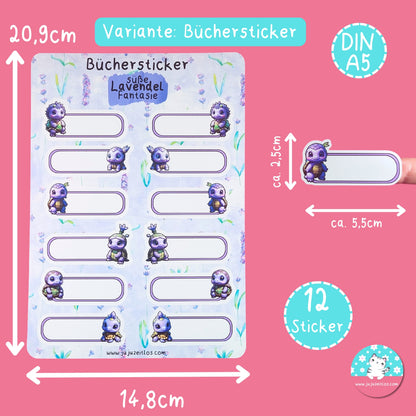 Büchersticker & Etiketten  - Lavendel Fantasie -