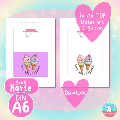 Grußkarte - let's melt together - ♡Download♡