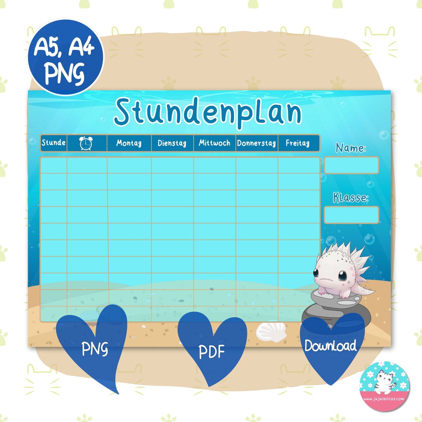 Stundenplan Axolotl - DIN A5 & A4 - ♡Download♡