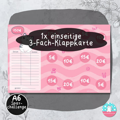 Klappkarte Katze - Sparchallenge 150 Euro ♡Download♡