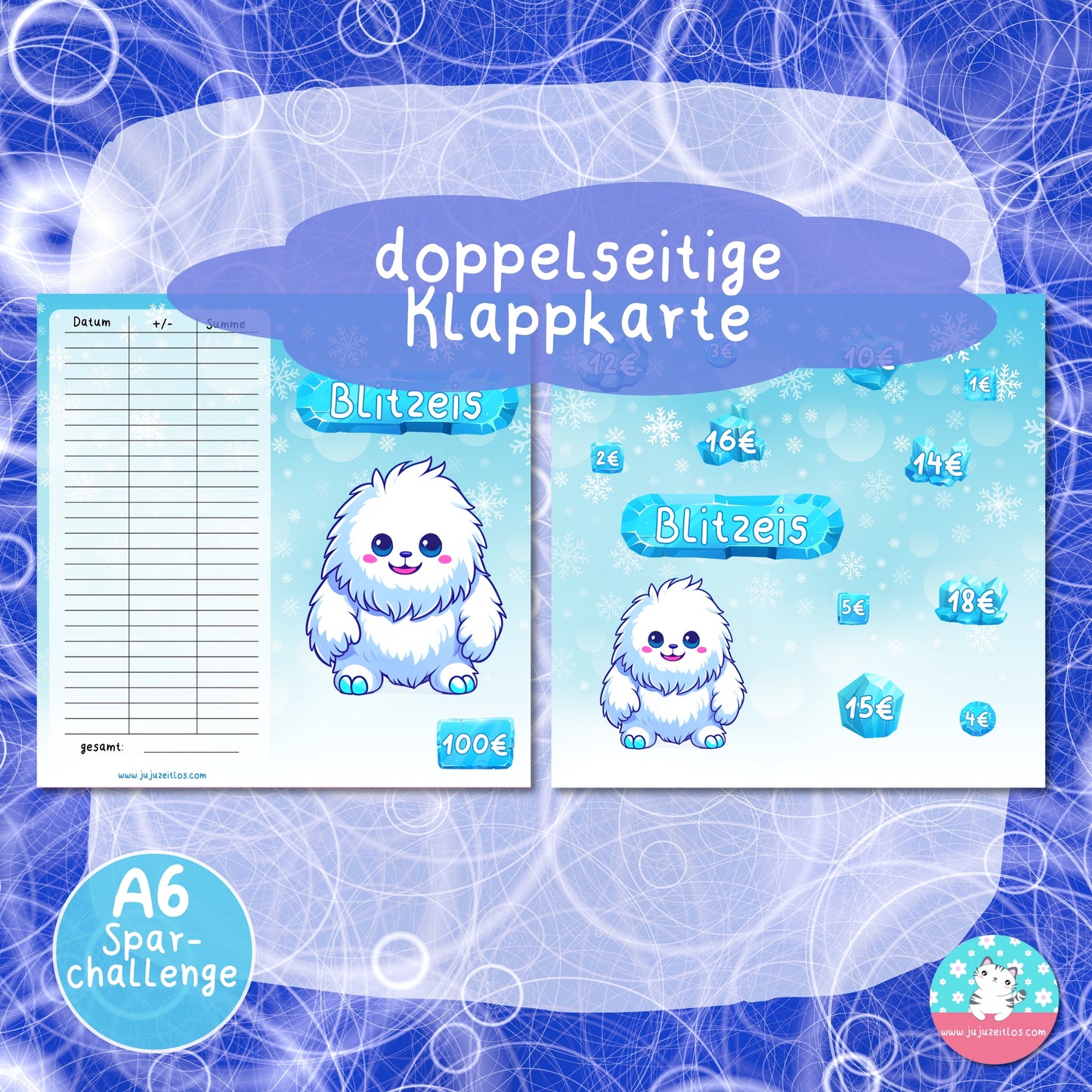 Klappkarte - Blitzeis 100 Euro sparen - ♡Download♡