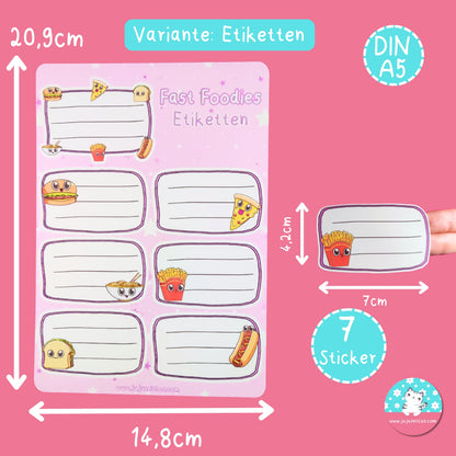 Büchersticker & Etiketten - Fast Foodies -