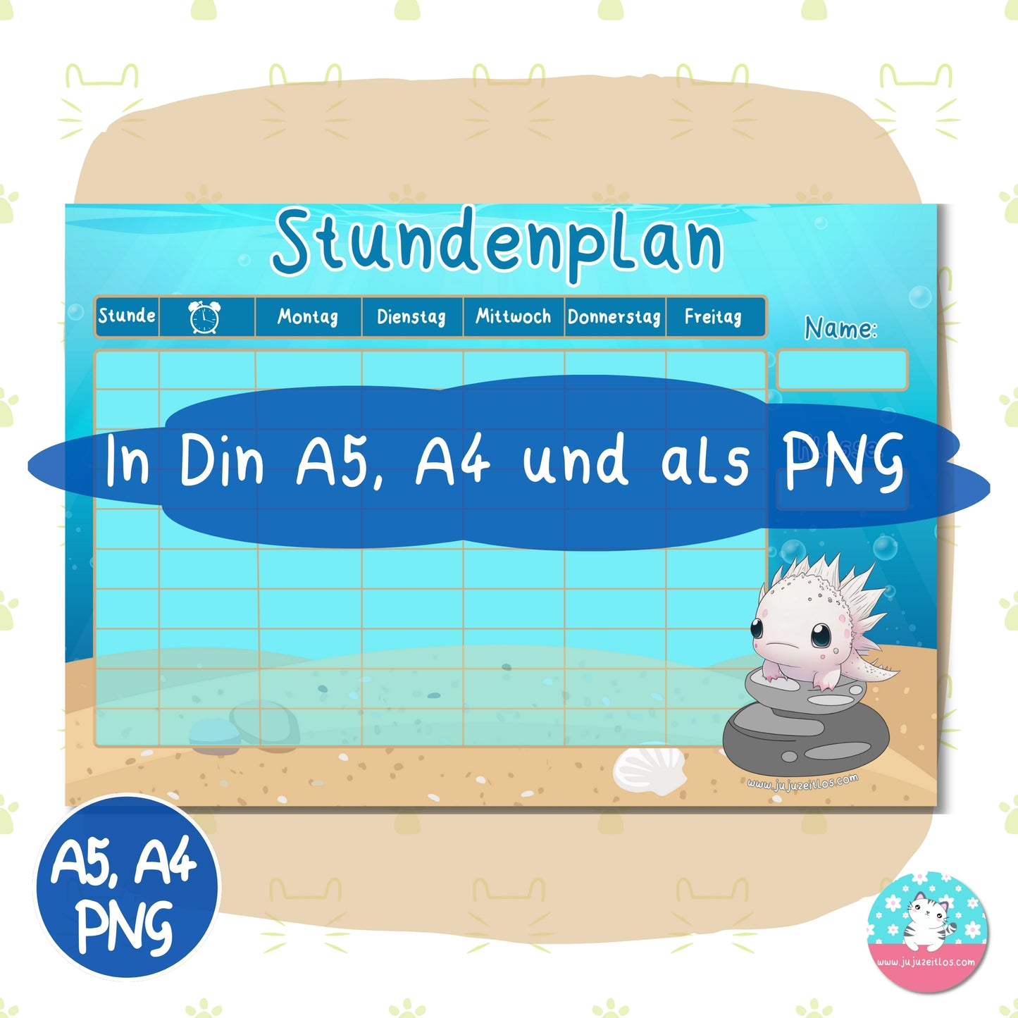 Stundenplan Axolotl - DIN A5 & A4 - ♡Download♡