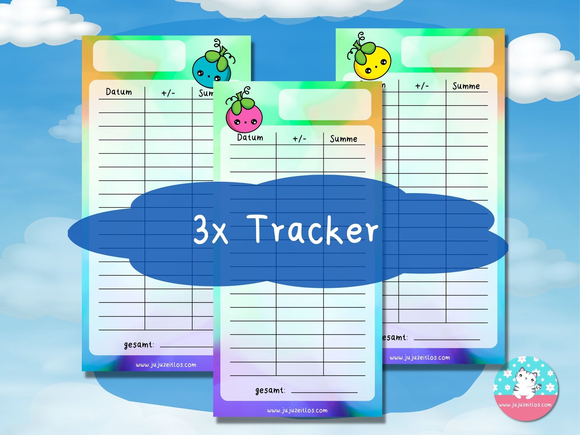 Budget Tracker cute Berry ♡Tracker & Co. als Download A6♡ - JujuZeitlos