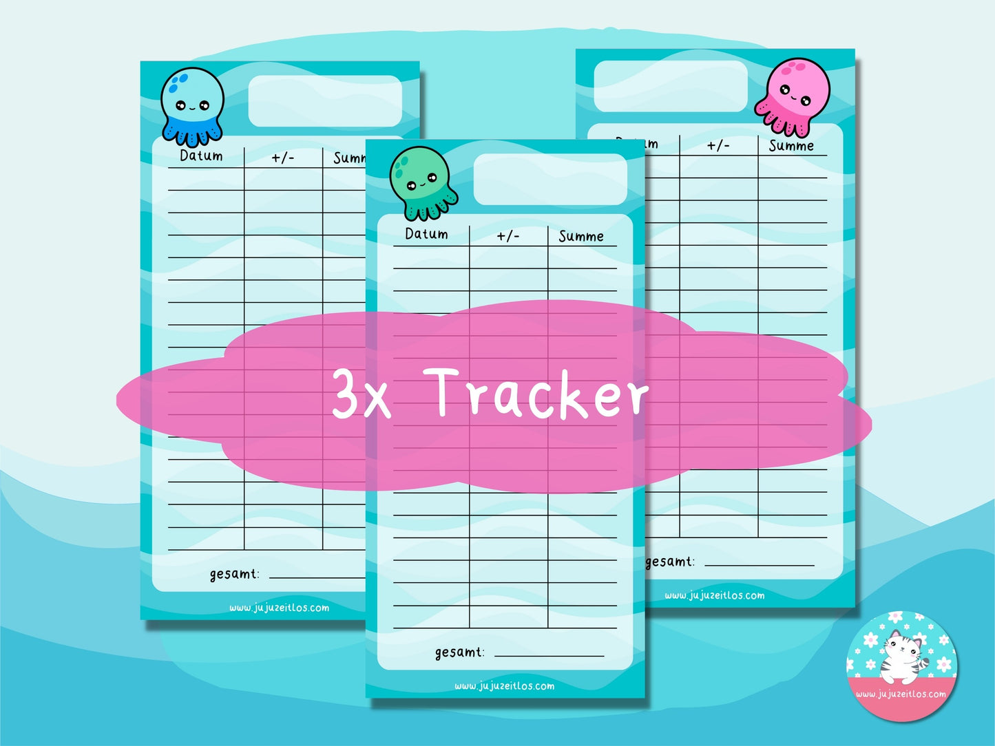 Budget Tracker Oktopus ♡Tracker & Co. als Download A6♡ - JujuZeitlos