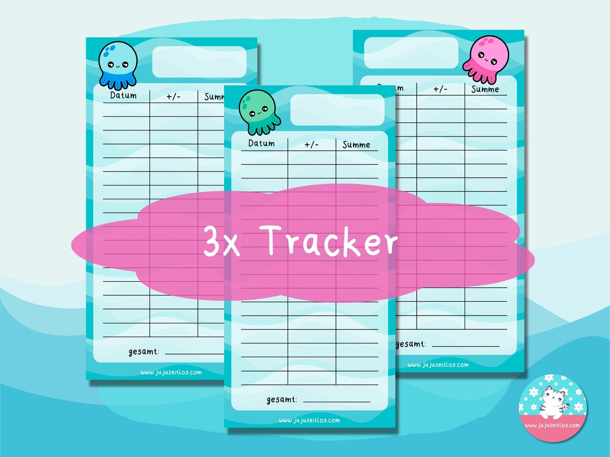 Budget Tracker Oktopus ♡Tracker & Co. als Download A6♡ - JujuZeitlos