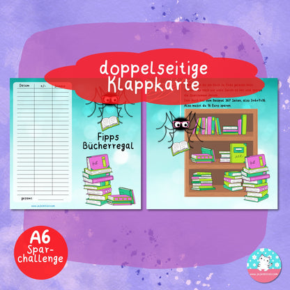 Klappkarte - Fipps Bücherregal - Lesechallenge- ♡Download♡