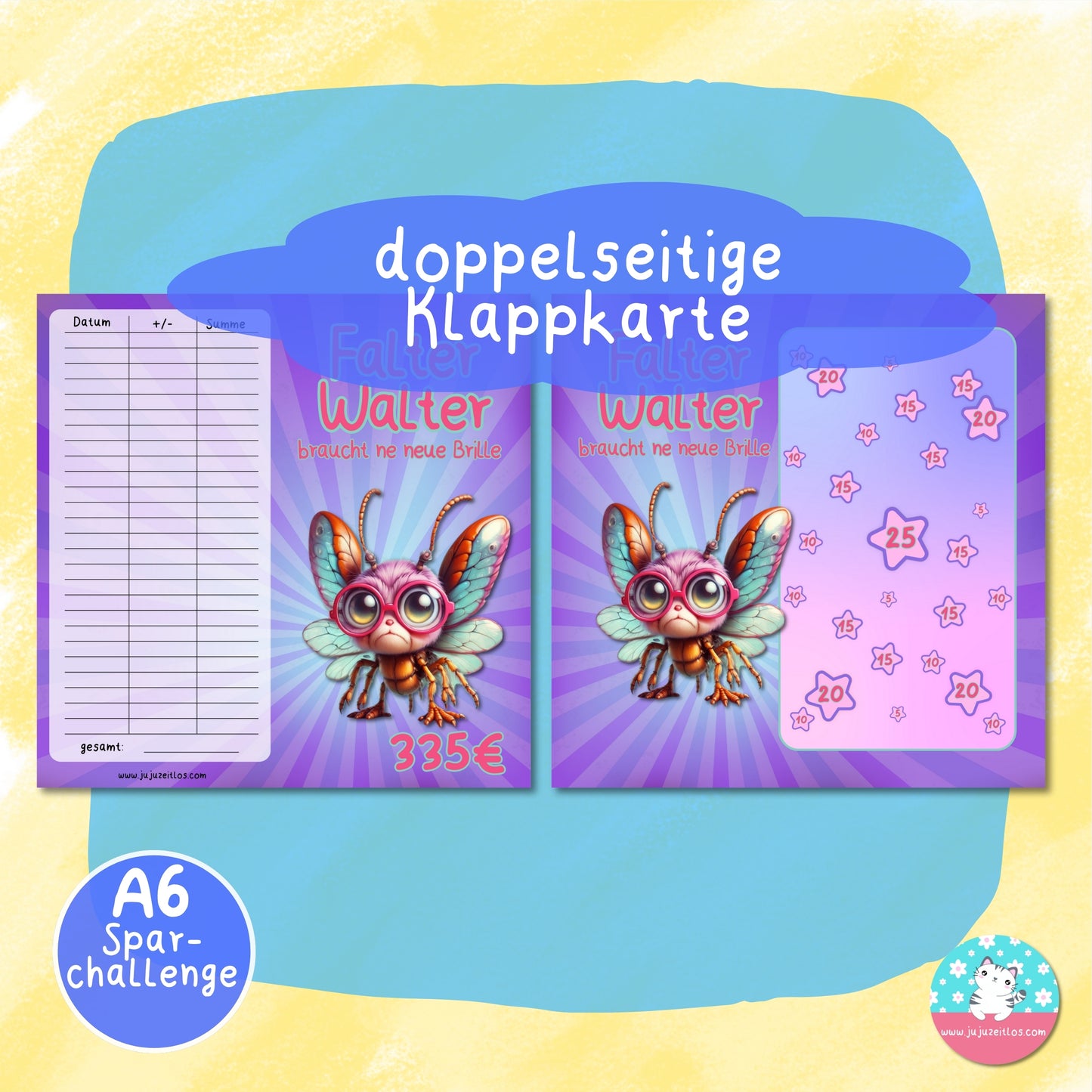 Klappkarte - Falter Walter - Sparchallenge neue Brille - ♡Download♡