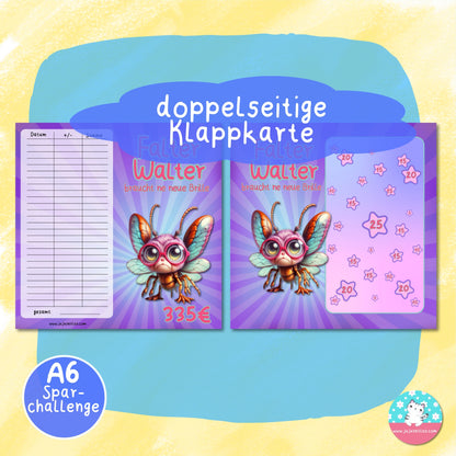 Klappkarte - Falter Walter - Sparchallenge neue Brille - ♡Download♡