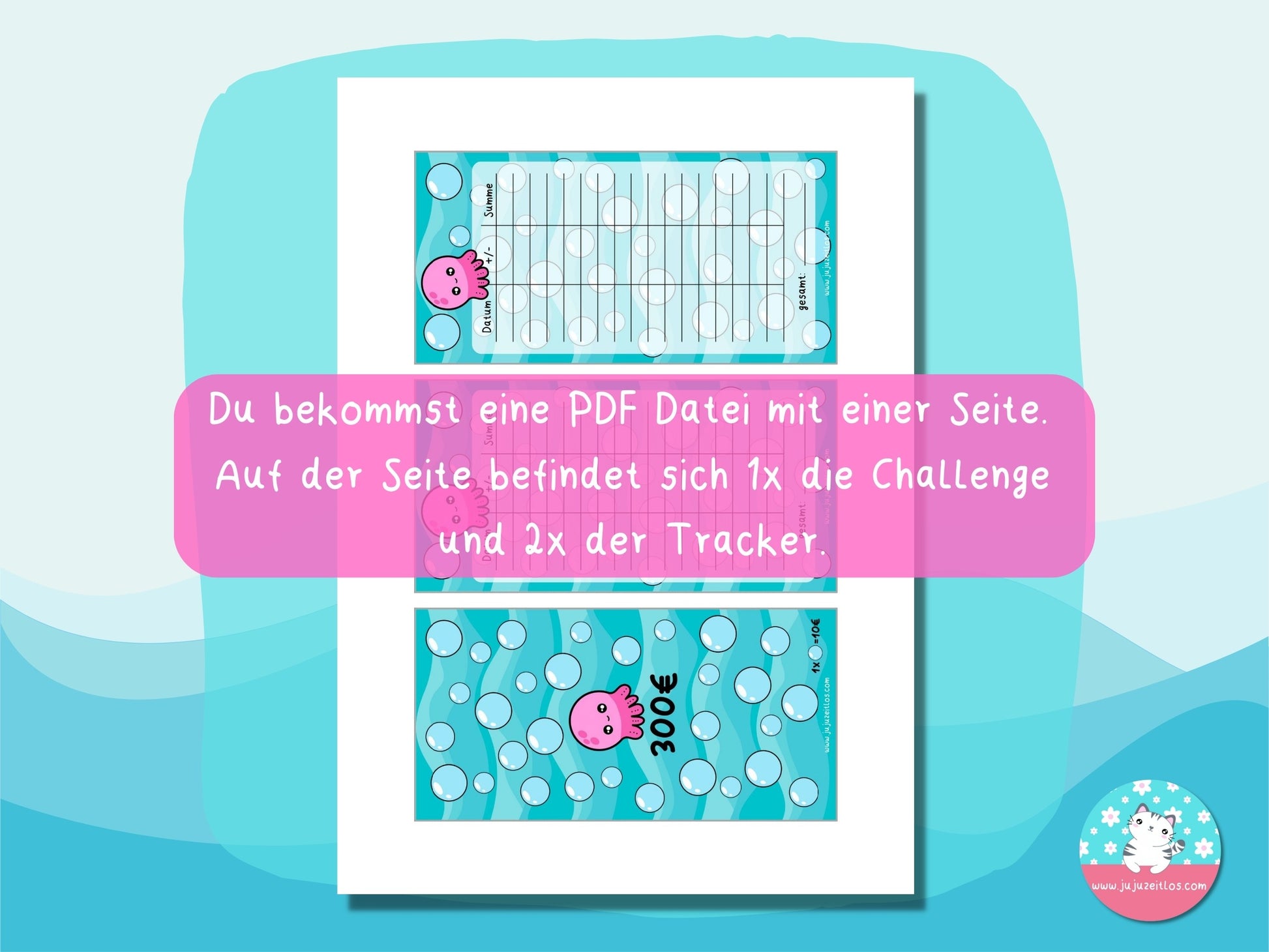 10 Euro Challenge Oktopus ♡Sparschallenges als Download A6♡ - JujuZeitlos