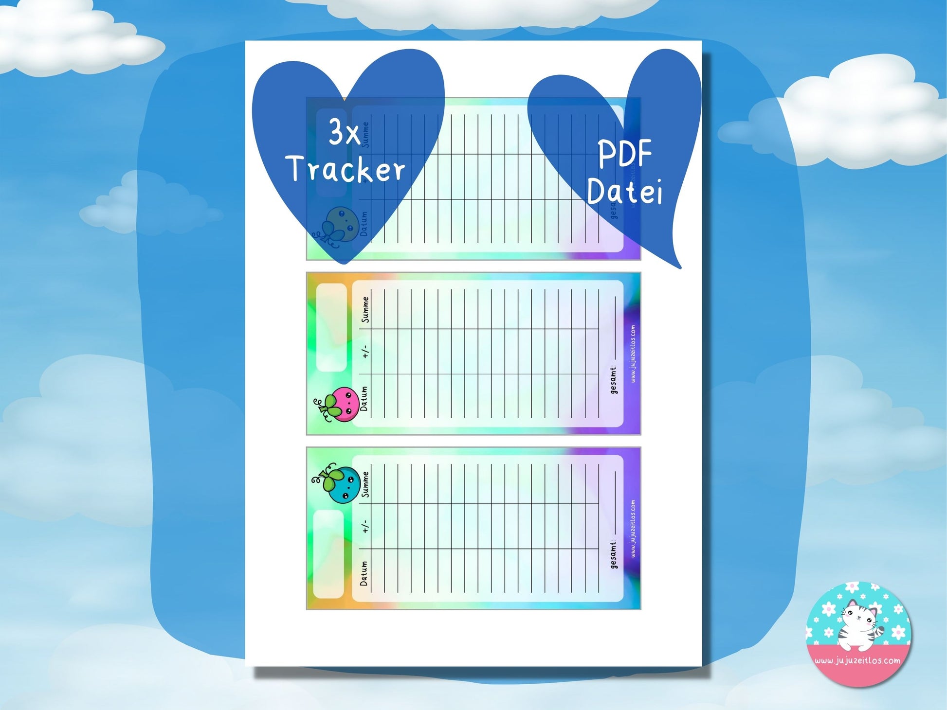 Budget Tracker cute Berry ♡Tracker & Co. als Download A6♡ - JujuZeitlos