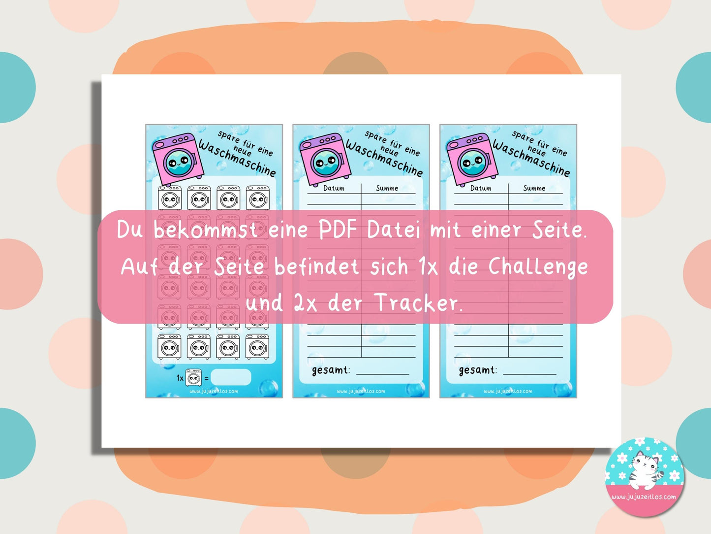 Challenge neue Waschmaschine ♡Sparschallenges als Download A6♡ - JujuZeitlos