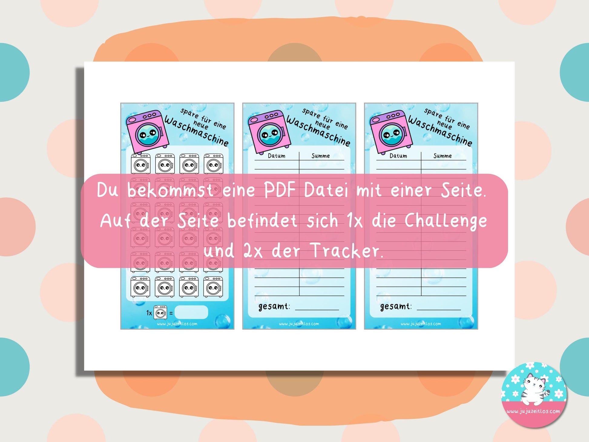 Challenge neue Waschmaschine ♡Sparschallenges als Download A6♡ - JujuZeitlos