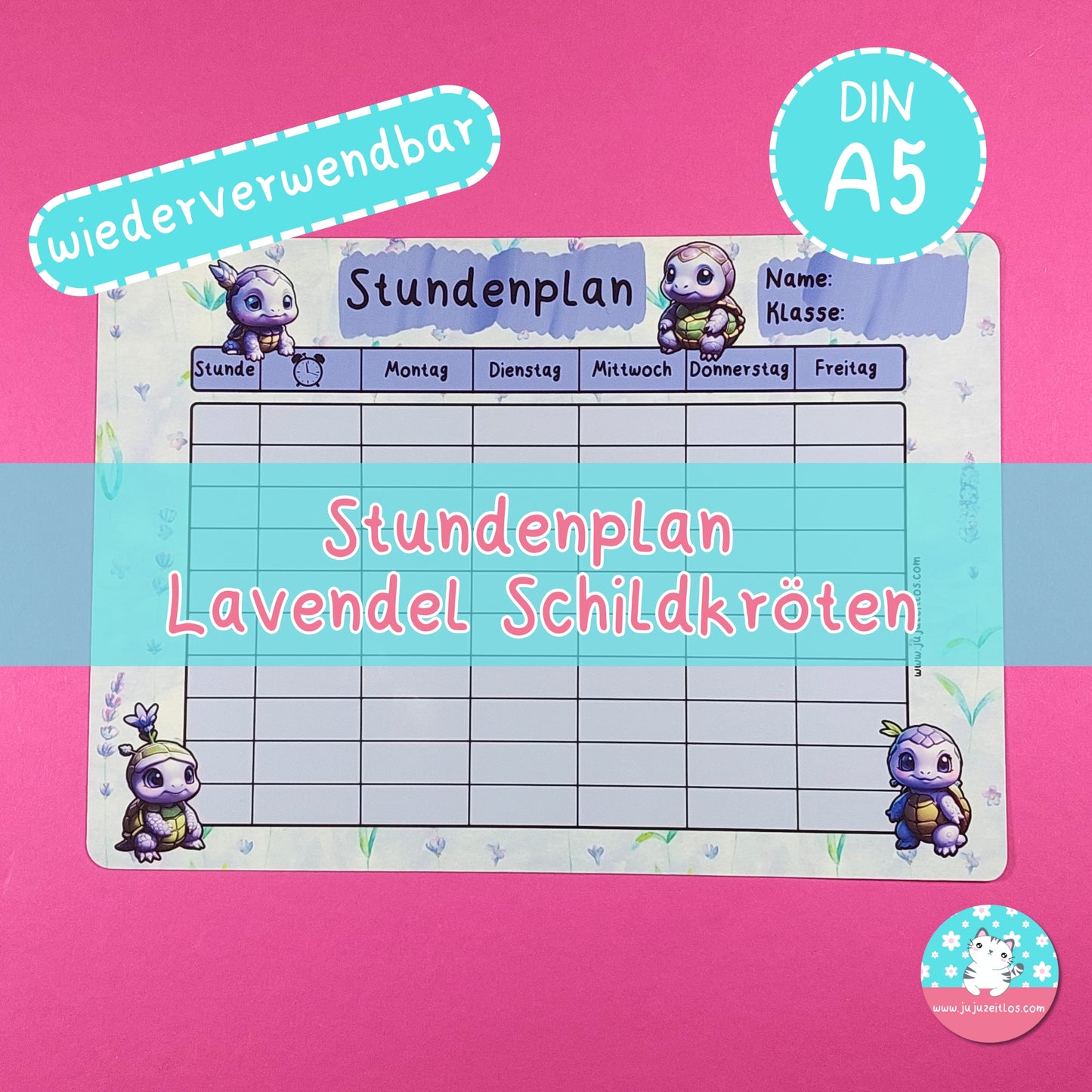 Stundenplan DIN A5 Lavendel Schildkröten