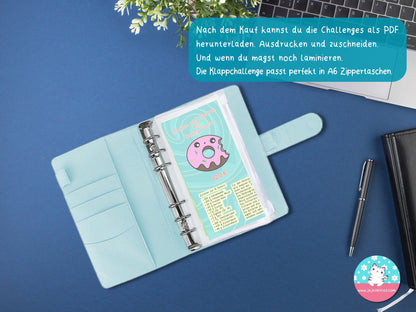 Klappkarte mit Donut Rezept spare 120 Euro ♡Sparschallenges als Download A6♡