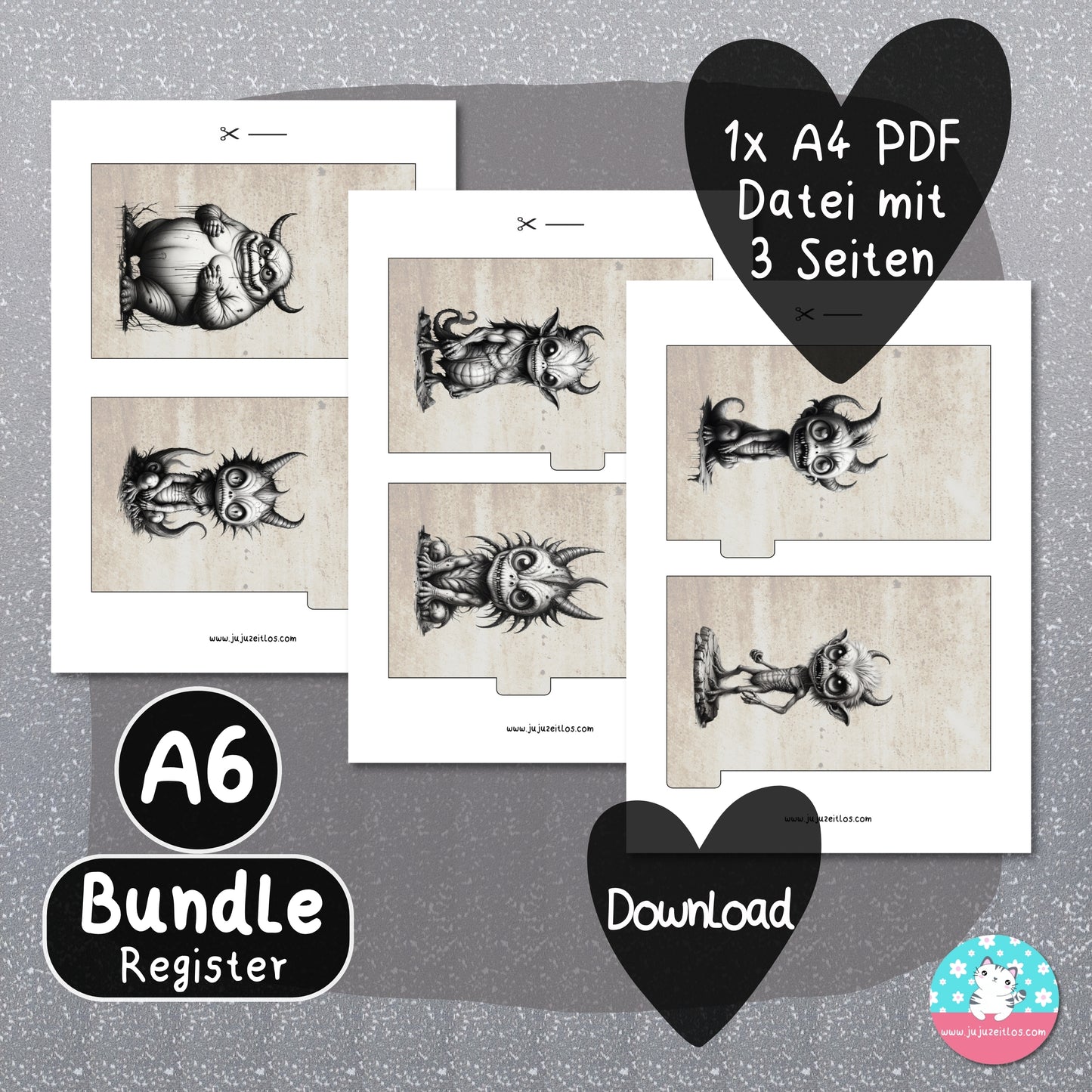 Register - böse und gemeine Monster BUNDLE - PDF A4 ♡Download♡