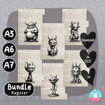 Register - böse und gemeine Monster BUNDLE - PDF A4 ♡Download♡