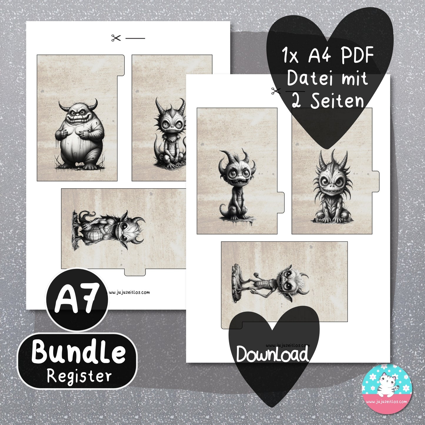 Register - böse und gemeine Monster BUNDLE - PDF A4 ♡Download♡