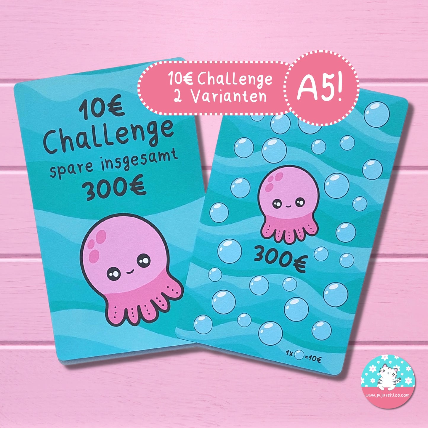 10 Euro Challenge Oktopus ♡A5 für große Binder♡